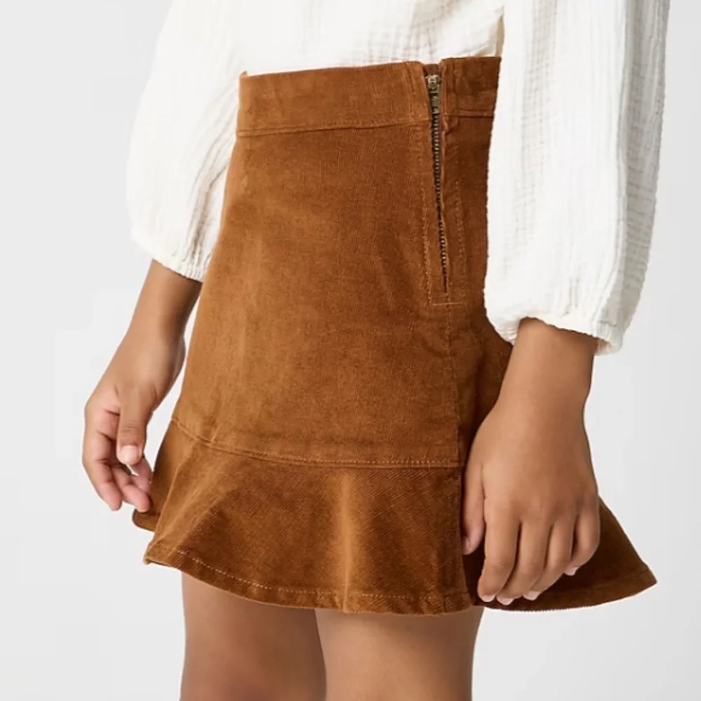 J crew vintage brandy Girls' corduroy ruffle-hem skirt